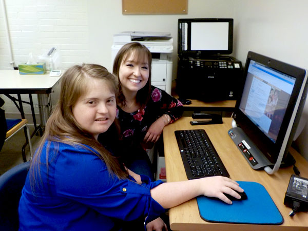 St. Anthony School Programs student Maria Rajakovich, left, with her job coach, Duquesne University student Erin McGrady.