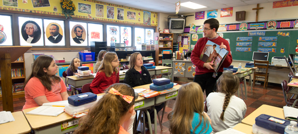 Students at St. Vitus Parish School in New Castle. Supporting Catholic education is an important part of practicing Stewardship. (credit: Jim Judkis)