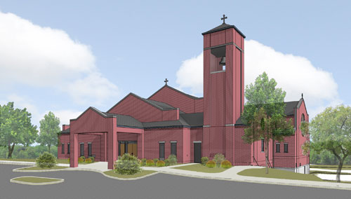 An artist's rendering of the future St. Kilian church