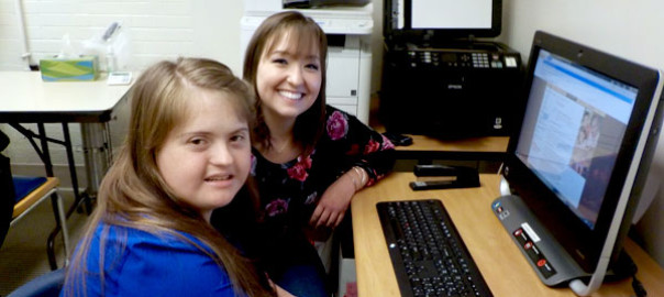St. Anthony School Programs student Maria Rajakovich, left, with her job coach, Duquesne University student Erin McGrady.